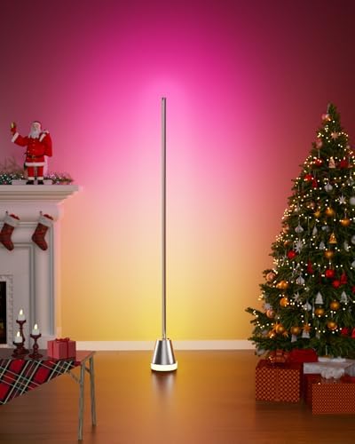 Keepsmile Smart RGB LED Corner Floor Lamp, Bright Standing Lamps for Living Room with APP and Remote,Modern Floor Lamp with Music Sync and 16 Million Colors, Ambient Light for Bedroom Silver - Image 4