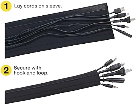 Hook and Loop Cable Sleeve by Wrap-It Storage - 48" x 4.5" (2-Pack) Black - Image 5