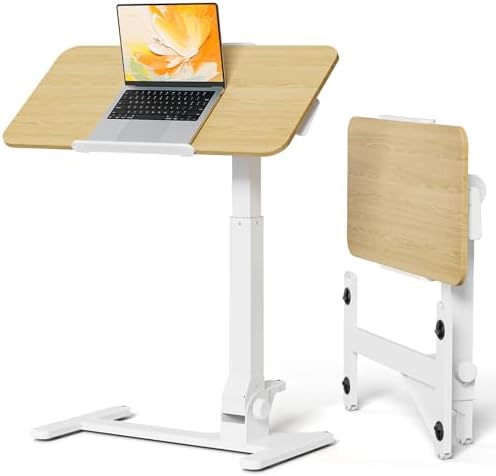 JOY worker Foldable Mobile Standing Desk, 180° Tilt Overbed Bedside Table by JOYworker