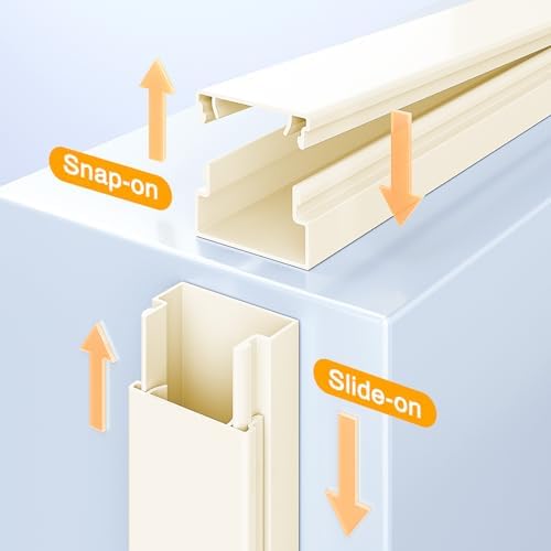 Cord Cover Wall, 157in Delamu Cord Hider Wall Mounted TV, Wire Covers for Cords Cable Management, Cable Raceway Cable Hider Concealer, Cable Cover Wire Hider to Hide Cords, 10XL15.7W0.95H0.55in Beige - Image 3