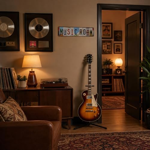 Music Room Vintage Metal Tin Sign, License Plate Style Wall Decor, Colorful Retro Design 4×16 Inch (26002) - Image 5