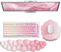 TECKNET Cloud Wrist Rest & Ergonomic Mouse Pad, Cloud Keyboard Wrist Rest with Non-Slip Base, PU Leather Memory Foam Wrist Pad for Keyboard and Mouse, Pain Relief for Typing, Gaming, Pink by Tecknet