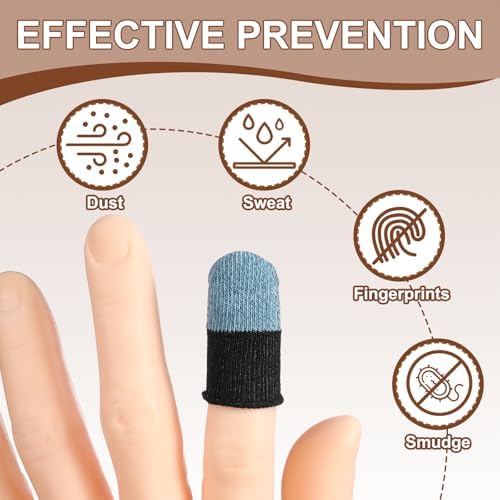 PATIKIL Controller Finger Thumb Sleeves, 40 Pack Mobile Gaming Finger Sleeve Silver Fiber Tip Gloves Anti-Sweat Breathable for Game Phone Touchscreen Devices, Blue - Image 4