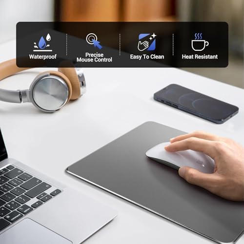 HONKID Metal Aluminum Mouse Pad for Magic Mouse & Pro/Air 9.05" x7.08 Gray - Image 2
