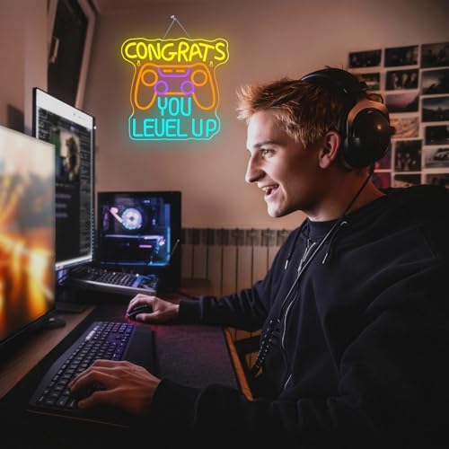 FAXFSIGN Gaming Neon Sign Congrats You Level Up Neon Sign Game Lovers Gifts - Image 2