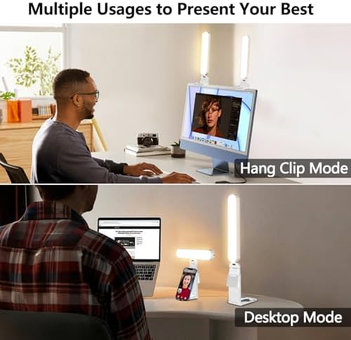 yAyusi Dual-lamp Video Conference Lighting, LED Streaming Light with Remote and Touch Control, Zoom Lighting for Computer,Webcam Laptop Monitor Ring Light for Video Calls/Zoom Meetings (White) - Image 3
