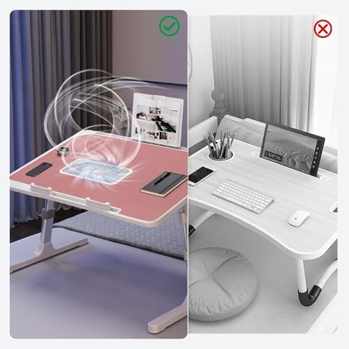 iXTRA Adjustable Laptop Lap Desk with Cooling Fan USB Light for Adults 60x40cm,Pink - Image 5