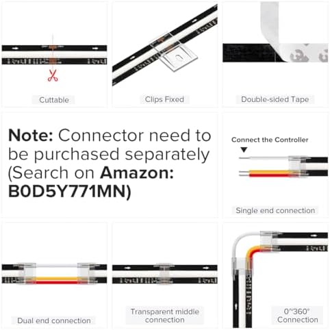 BTF-LIGHTING 3.28FT WS2811 Smart IC RGB DC12V FCOB COB LED Strip Light - Image 6