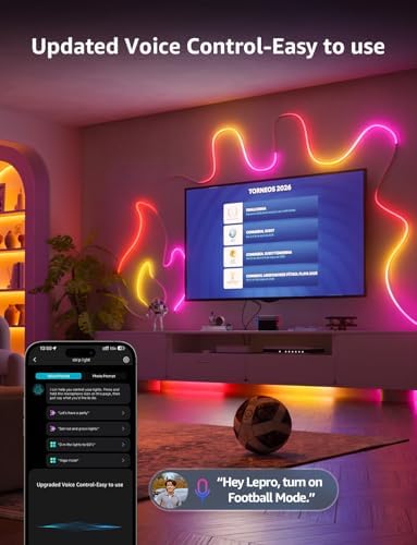 Lepro N1 AI Smart RGB Rope Lights for Christmas, Personalized AI Lighting Designer, LightBeats Music Sync, Color Segment DIY, Voice Control Via App, 19.68ft Wi-Fi & Bluetooth LED Strip Lights - Image 4