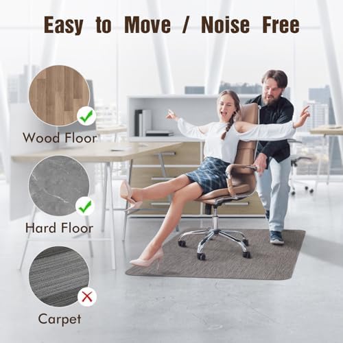 Blvornl Office Chair Mat for Hardwood Floor, Computer Chair Mat, 47.2"x60" | Dark Grey, Waterproof, easy to clean, suitable for hardwood, laminate, Rattan Woven Pattern, Durable Solid PVC Material - Image 3