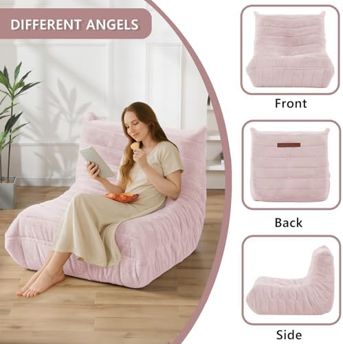 Bean Bag Chair for Adults, Giant Bean Bag Sofa Oversized Beanbag Chairs, Fireside Bean Bag Couch with High Density Sponge Filled Large Bean Bags Chair for Apartment Living Room Bedroom, Dusty Pink - Image 5