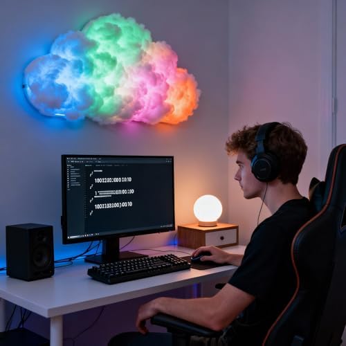 STHF DIY USB-Powered Thundercloud LED Light Decor | 3D Shapable Clouds Lamp, Unique Room Decor & Night Light for Bedroom, Gaming Room, Ceiling Ambiance & Party (6-Meter Cloud) - Image 6
