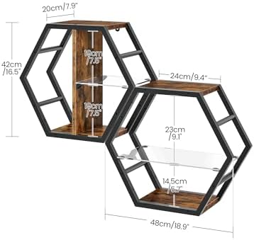 CHOEZON 18.9 inch Gaming Floating Shelves, Hexagon Shelves, Set of 2 - Image 2