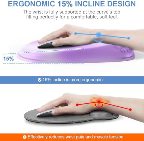 Mouse Pad with Wrist Rest, Comfortable Memory Foam Wrist Rest for Computer Keyboard, Ergonomic Mouse Pad Set for Easy Typing & Pain Relief - Gradient Purple - Image 2