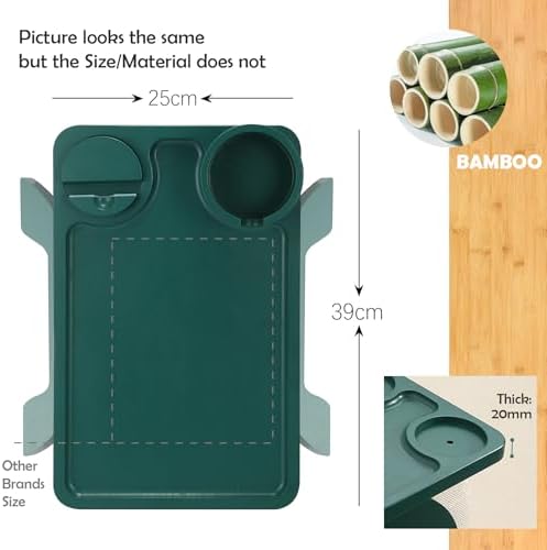 Nnewvante Couch Cup Holder, 3 in 1 Bamboo Sofa Arm Clip-on Tray, Dark Green - Image 6