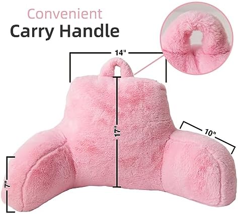 A Nice Night BabyPink Reading Pillow, 17" Bed Wedge Pillows with Arms, M - Image 2