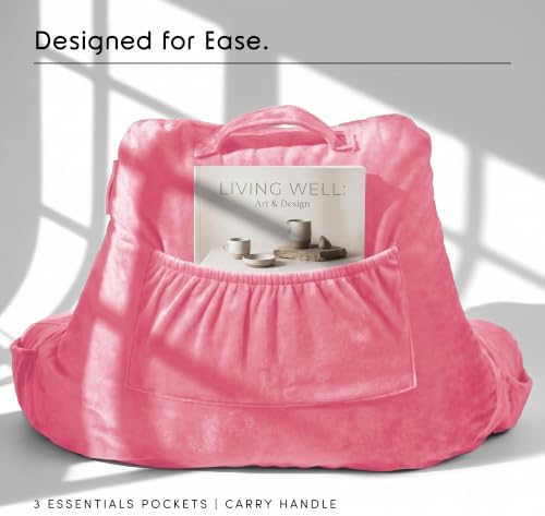 Nestl Reading Pillow for Bed, Back Pillow for Sitting Up in Bed, Light Pink | 18” Backrest Pillow with Arms, Adjustable Support, Shredded Memory Foam Fill, OEKO-TEX, College Dorm Essentials for Adults - Image 4