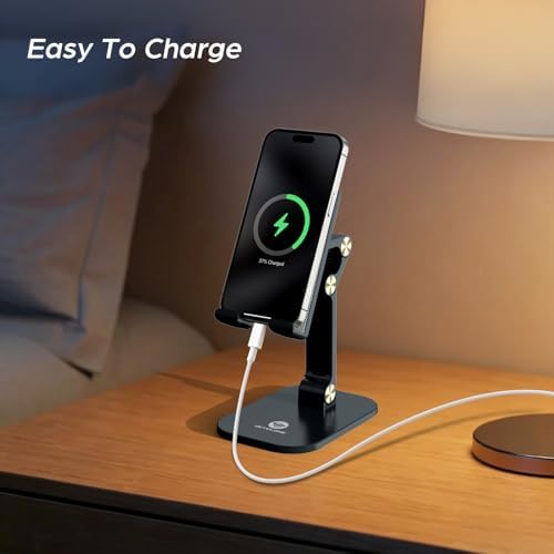 OCYCLONE Phone Stand, Foldable Cell Phone Stand Holder for Desk Office Accessories Adjustable Height and Angle iPhone Stand - Black - Image 6