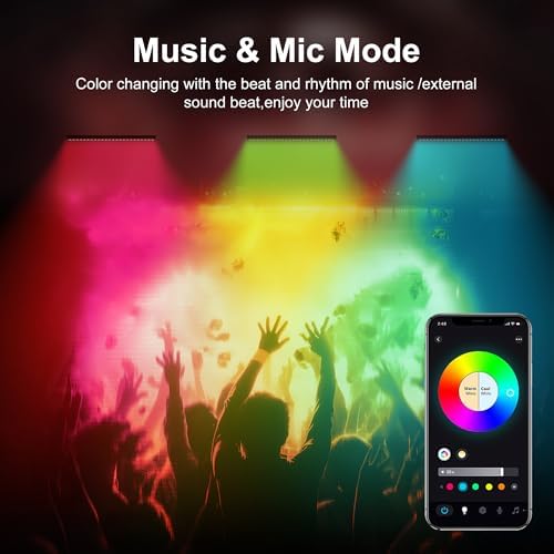Smart Wall Washer Light Bar 20in RGBCW – Linkable Waterproof LED Light for Indoors/Outdoors with App/Voice Control, 16M Colors, Dimmable, Music Sync, 50 Scene Modes, Timer, AC120V - Image 7