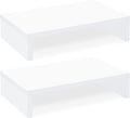 TEAMIX White Monitor Stand Riser, 2 Pack Wood | Dual Stand for 2 monitors. Holds 80 lbs, Stack or Separate Adjustable Use, Fits laptop, TV, PC. For Home Office, Gaming by TEAMIX