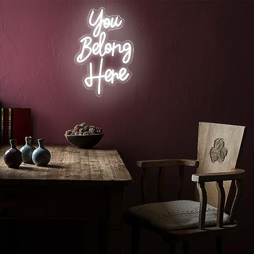 Allball You Belong Here Neon Signs for Wall Decor, Motivational Neon Sign Inspirational Quote Neon Light LED Classroom Decor, for Bedroom Salon Bar Home Wall Decor Classroom Decor Party(16.1 *10.6In) - Image 6