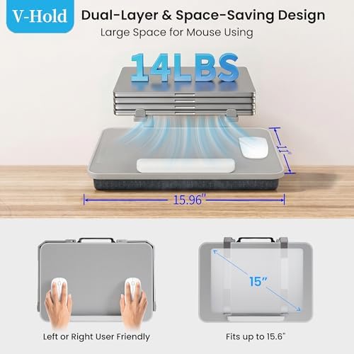 Laptop Lap Desk with Cushion, Laptop Stand for Bed with Pillow - Image 2