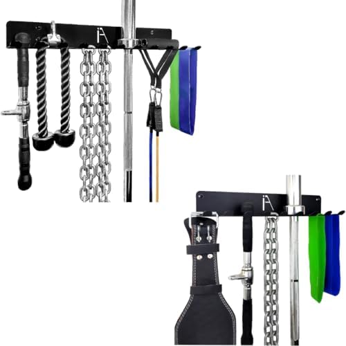 IRON AMERICAN (BEAST + OMEGA) Gym Storage Racks 9 & 11 Hook (2-RACKS) Heavy-Duty Gym Wall Organizer Gym Caddy Hanger - Gym Accessory Storage - Resistance Bands, Jump Ropes, Barbells, Lifting Belts, Cable Attachments - Image 2