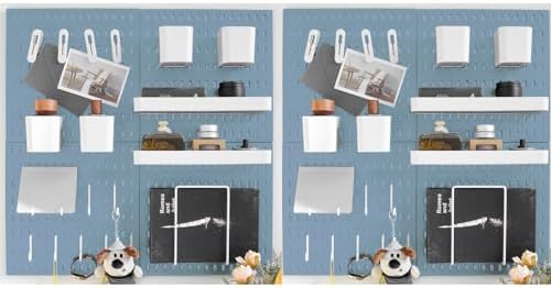 Wall-Mounted Pegboard Kit, 50.4" x 25.2" Organizer Panel – Large, Cost-Effective & Nail-Free Installation Blue by RIVTUNTOOLS