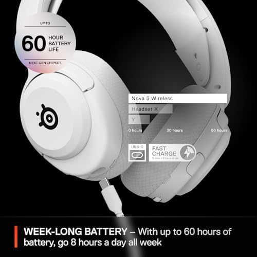 SteelSeries Arctis Nova 5 Wireless Multi-System Gaming Headset — White — Neodymium Magnetic Drivers — 100+ Audio Presets — 60 HR Battery — 2.4GHz or BT — Gen2.X Mic — PC, PS5, PS4, Switch, Mobile - Image 5