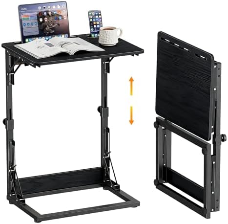 Folding TV Tray Table, Adjustable Height TV Trays for Eating on Couch by BeGyoku