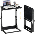Folding TV Tray Table, Adjustable Height TV Trays for Eating on Couch by BeGyoku