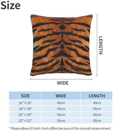 Pillowcase Set of 2 Tiger Animal Texture Throw Pillow Covers Shells for Couch Office Bedroom Home Decoration, 18"X18" - Image 2