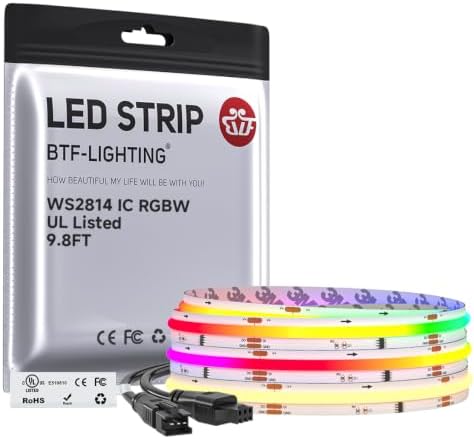 BTF-LIGHTING 9.8FT WS2814 Smart IC RGBW 3000K DC12V COB LED Strip Light by BTF-LIGHTING
