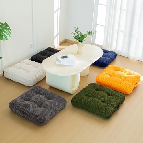 HIGOGOGO Floor Pillow Cushion for Adults, Meditation Cushion Pillow, Large Square Floor Sitting, Tufted Corduroy Cover, for Tatami Living Room or Yoga, Dark Green - Image 7