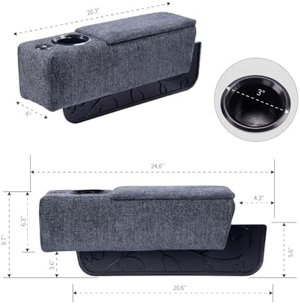 Multifunctional Sofa Armrest, Couch Armrest with Cup Holder, Removable Sofa Caddy with Storage,Equipped with LED Reading Light&Wireless Charge Stand, Navy - Image 6