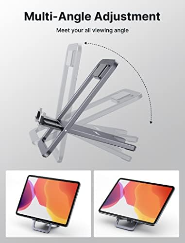 JSAUX Universal Tablet Stand, Fold-Flat Adjustable Holder, Gray - Image 5