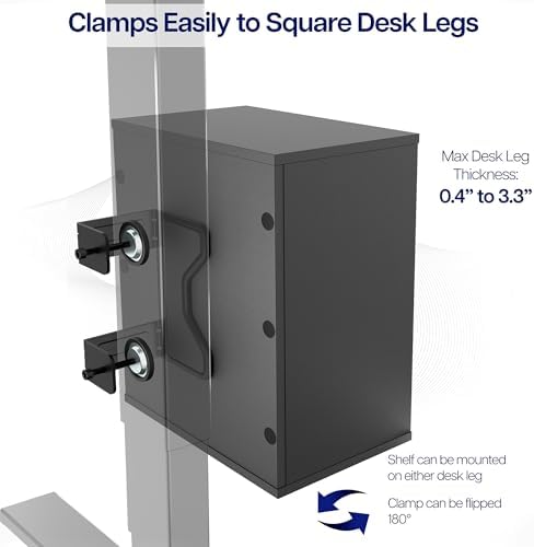 VIVO Black Clamp-on Desk Leg Shelving Unit, Storage Shelves, DESK-SHELF3CL - Image 5