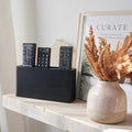 Wooden Remote Control Holder - Adhesive Wall Mount Caddy for 3-4 Remotes by KIBAGA