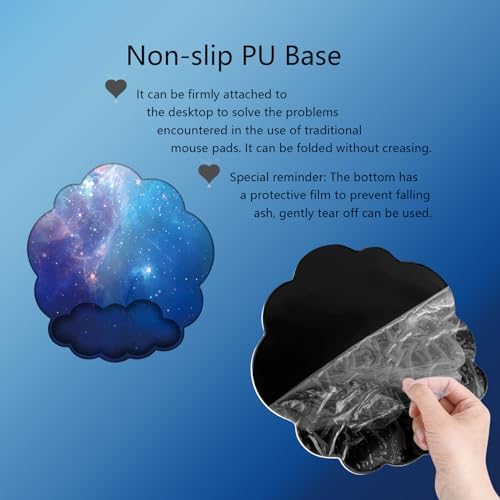 Cloud Wrist Rest Keyboard Galaxy Mouse Pad with Wrist Rest Ergonomic Space Wrist Pad Memory Foam Non-Slip Wrist Pad Support for Computer Laptop Gaming Home Office Relief Typing Pain Gradient Blue - Image 2