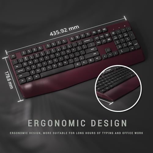 MPTOG Ergonomic Wireless Keyboard and Mouse Combo, Claret - Image 3