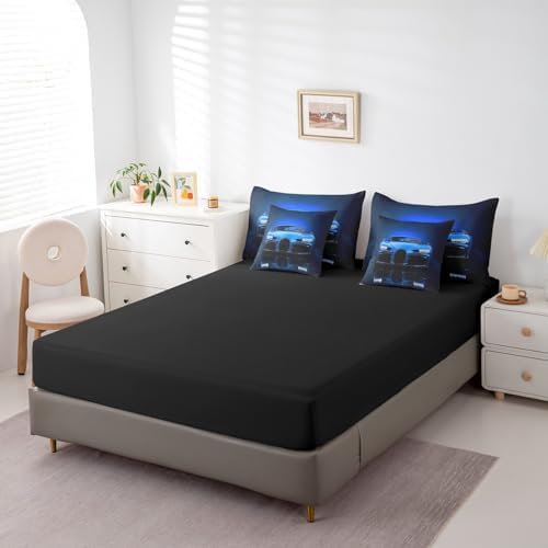Feelyou Blue Race Car Bedding Set 7 Piece Boys Speed Sports Car Queen - Image 5