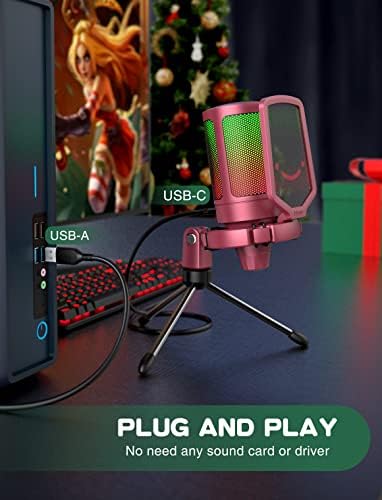 FIFINE AmpliGame A6VR USB Gaming Microphone Condenser RGB Mic for Streaming - Image 5