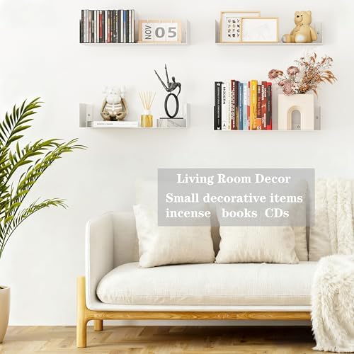 Metal Bali Floating Wall Shelves 15.5IN for Storage and Decor Wall Mounted CD DVD&Books Perfume, Make up Storage Shelves Living Room, Bedroom, Bathroom & Kitchen,2Pack (White, 15.5 INCH) - Image 3