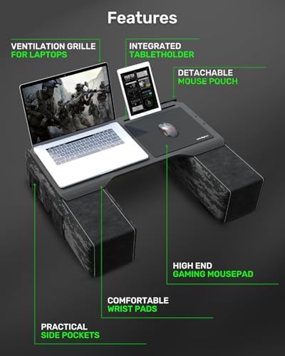 Couchmaster CYBOT, Premium Ergonomic Lap Desk for Notebooks, Sustainable Bamboo Construction, Kevlar Cushion Front, Ventilated Design, Fits Up to 17-Inch Laptops - Image 3