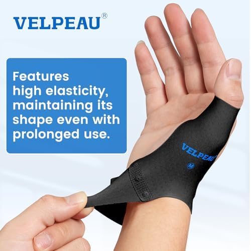 Velpeau 2pcs Durable Thumb Compression Sleeve for Tendonitis, Black, L - Image 2
