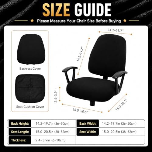 Separate Desk Office Chair Seat Covers - Universal Stretch Computer Chair Slipcover - 180GSM Washable Rotating Backrest Coverings & Cushion Protectors for Dogs, Cats, Pets, Dark Gray - Image 6
