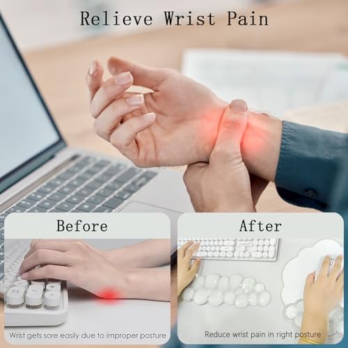 Gel Cloud Wrist Rest for Keyboard and Mouse Clear Mouse Pad with Wrist Rest 3PCS Ergonomic Cool Keyboard Wrist Pad Cute Acrylic Coaster Non-Slip Cute Transparent Mouse Wrist Pad for Computer Keyboard - Image 3