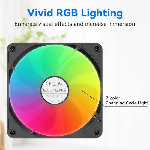 ELUTENG USB Computer Cooling Fan with 7 Color RGB Lighting, 3 Speed Controller 1100/1300/1500 RPM Small Exhaust Fan High Airflow Cooling Fan for Router Modem Receiver DVR PlayStation Xbox TV Box - Image 2