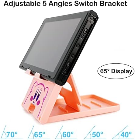 Tscope Cute Switch Stand, Compact Foldable Multi-Angle Adjustable Playstand Bracket, Portable Desktop Holder for Nintendo Switch/Switch 2 / Lite/OLED (Pink) - Image 3