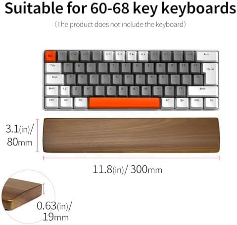 Ergonomic Wood Wrist Rest Support for 60-68 Key Mechanical Keyboard - Image 5